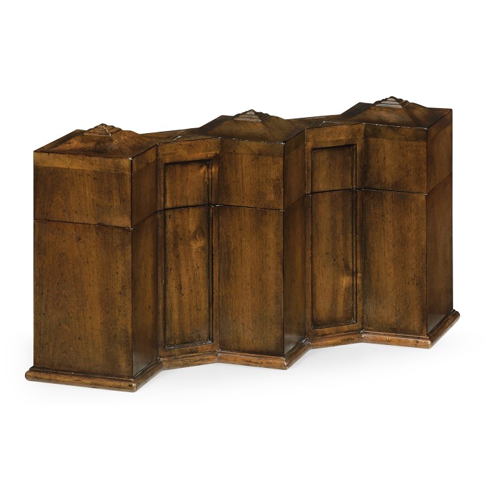 Triple Glass Decanters Set in Conjoined Square Cases