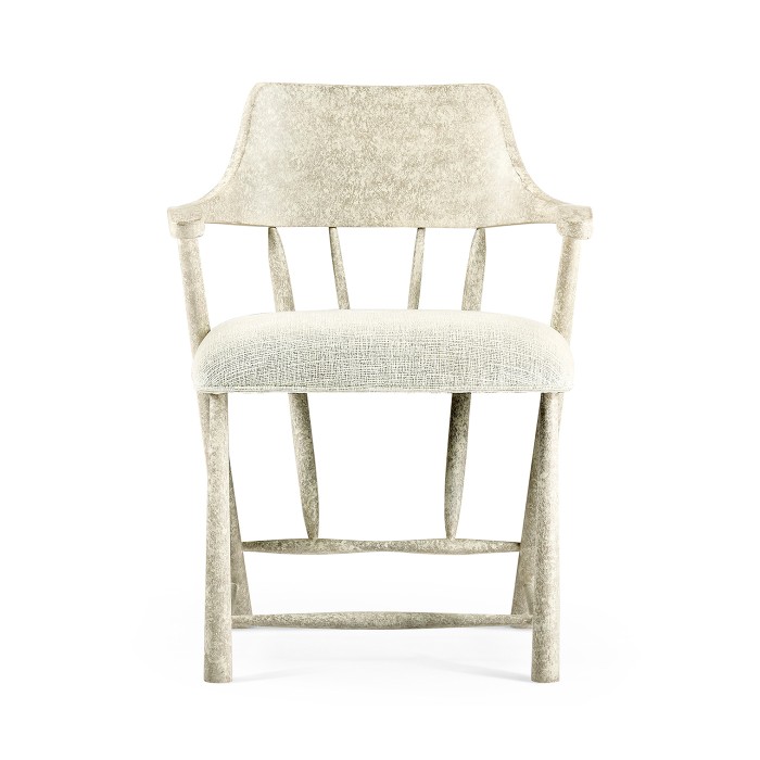 Casual Whitewash Driftwood Captains Chair