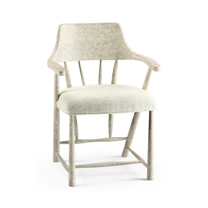Casual Whitewash Driftwood Captains Chair