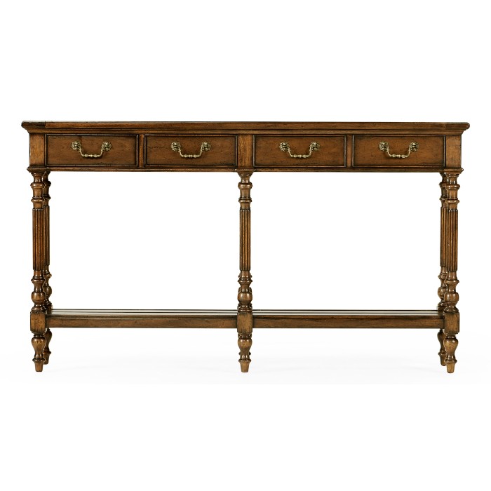 Narrow Walnut Console Antique Finish