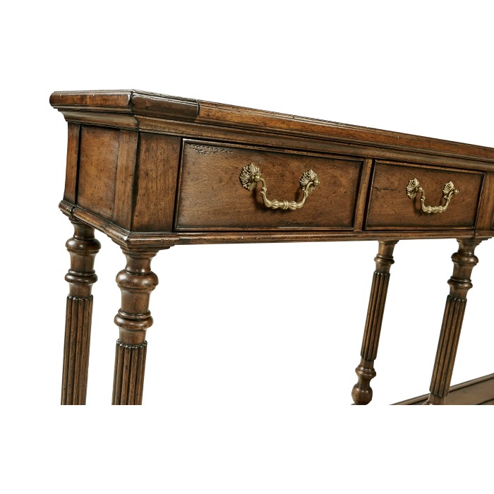 Narrow Walnut Console Antique Finish