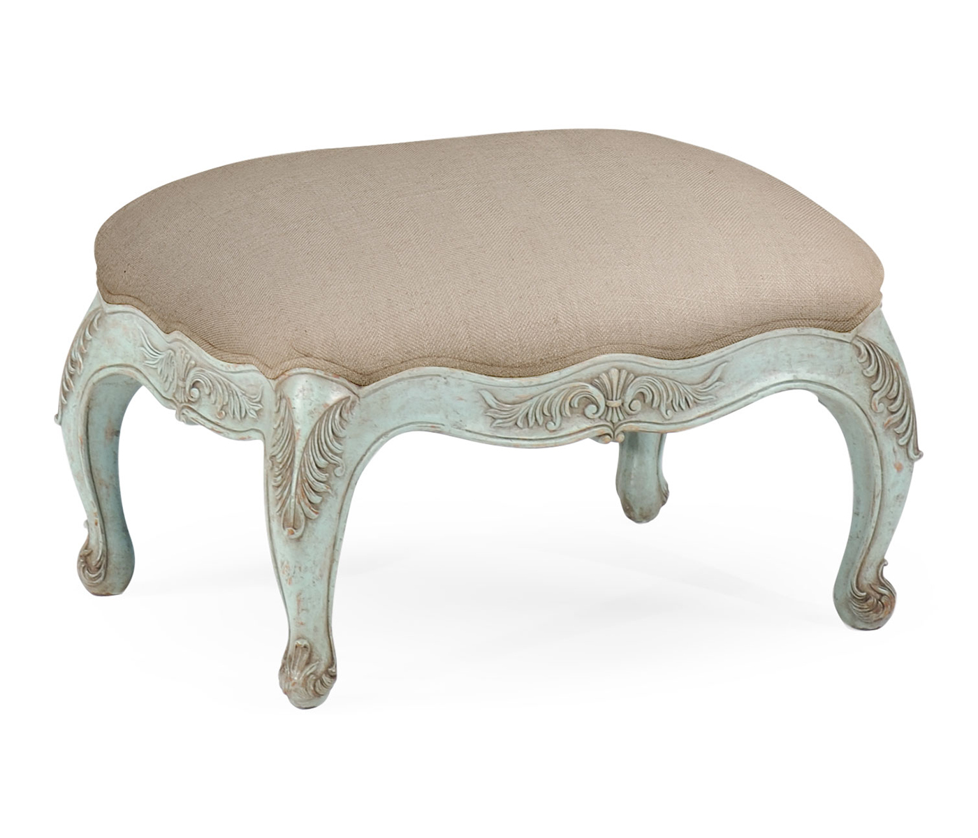 Small French Provincial Pale Green Footstool