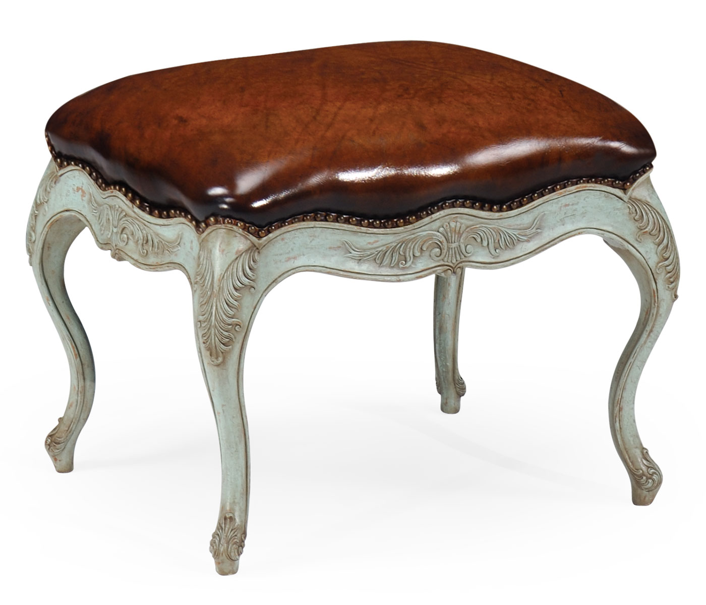 Large French Provincial Pale Green Footstool