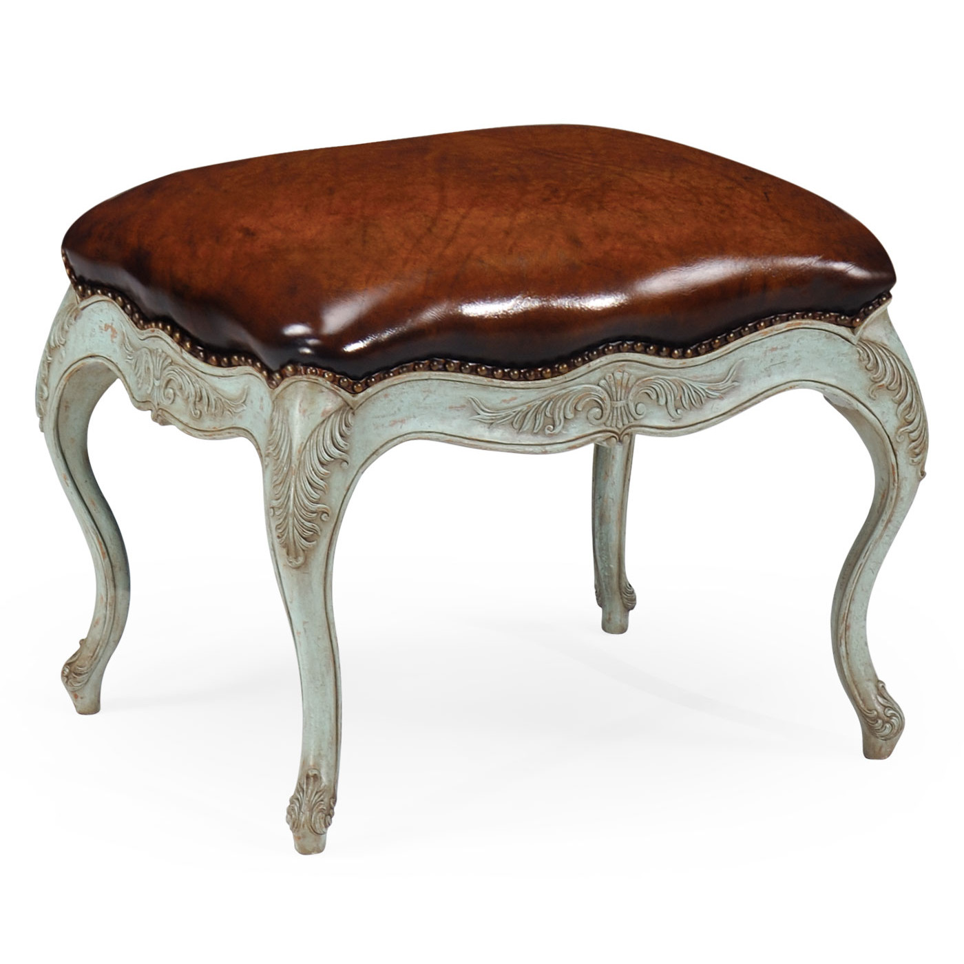 Large French Provincial Pale Green Footstool
