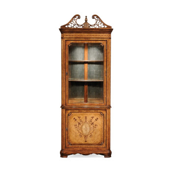 Satinwood Glazed Corner Cabinet