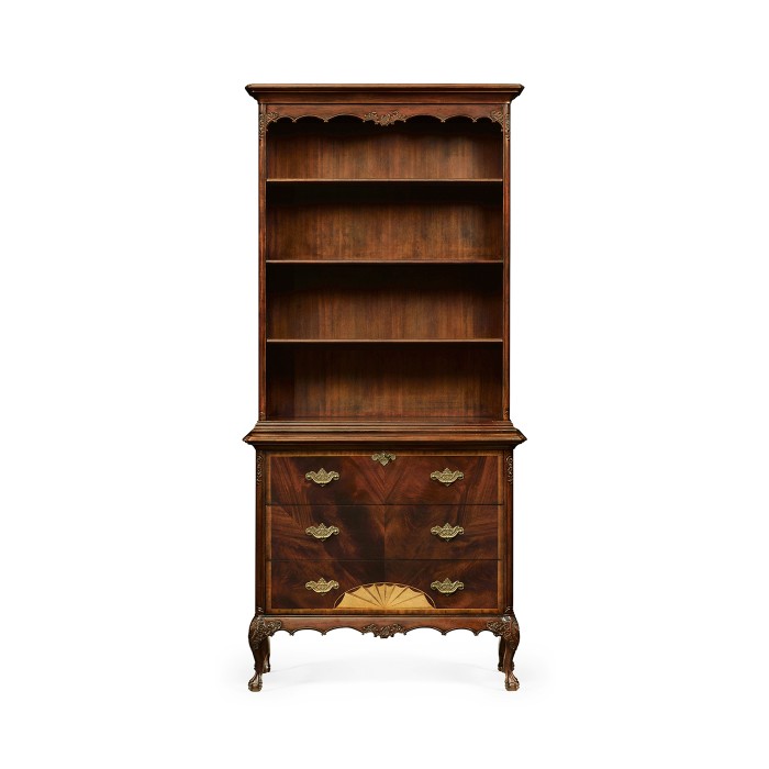 Tall Mahogany Bookcase on Chest