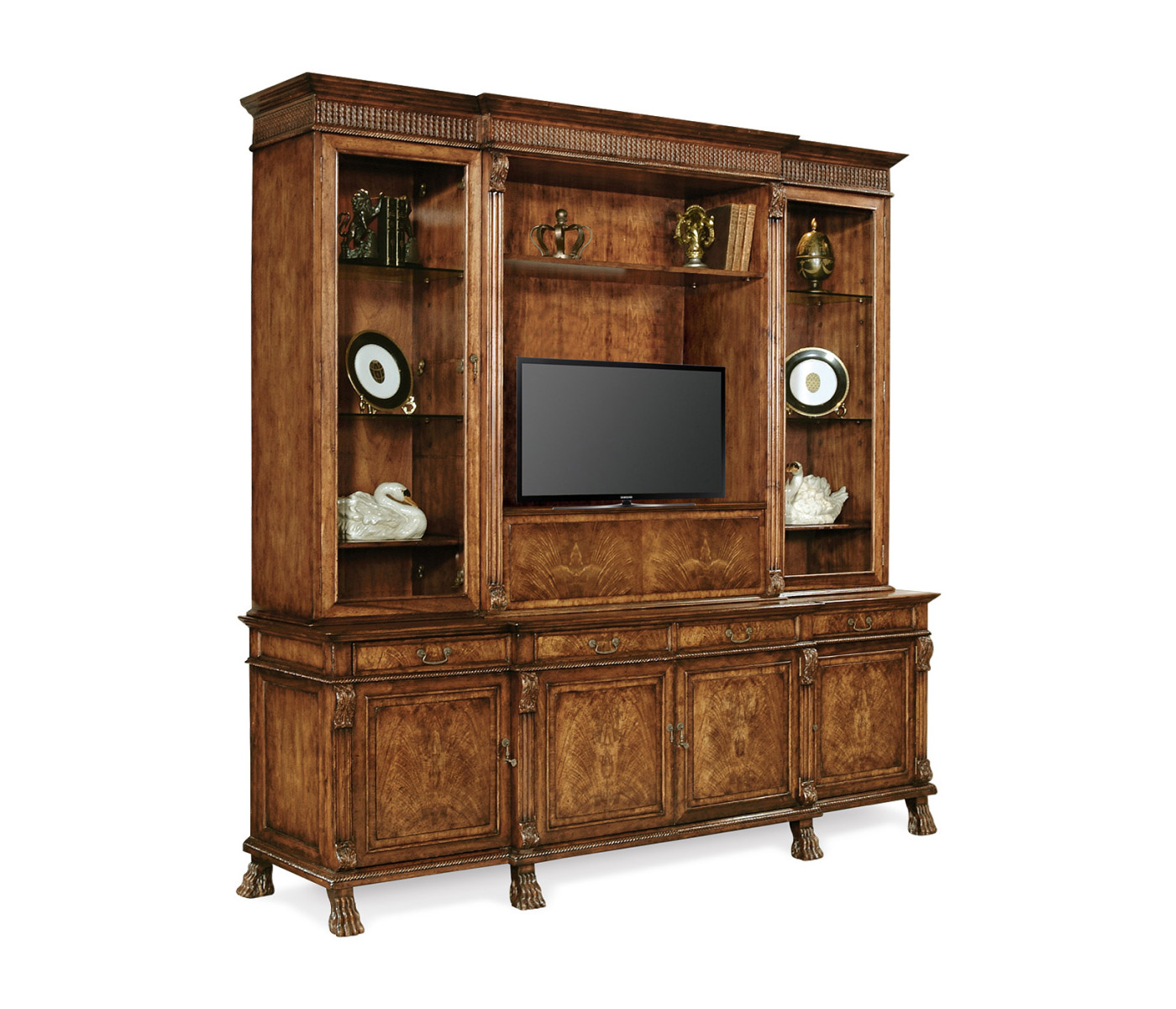 Large Breakfront Walnut TV Cabinet