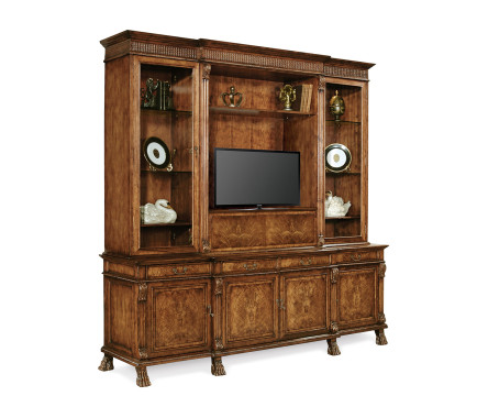 Large Breakfront Walnut TV Cabinet