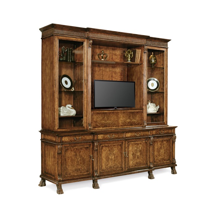 Large Breakfront Walnut TV Cabinet