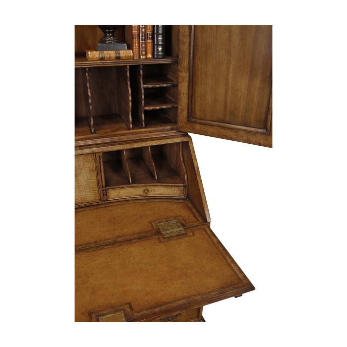 Queen Anne Light Walnut Bureau Cabinet with Panelled Doors