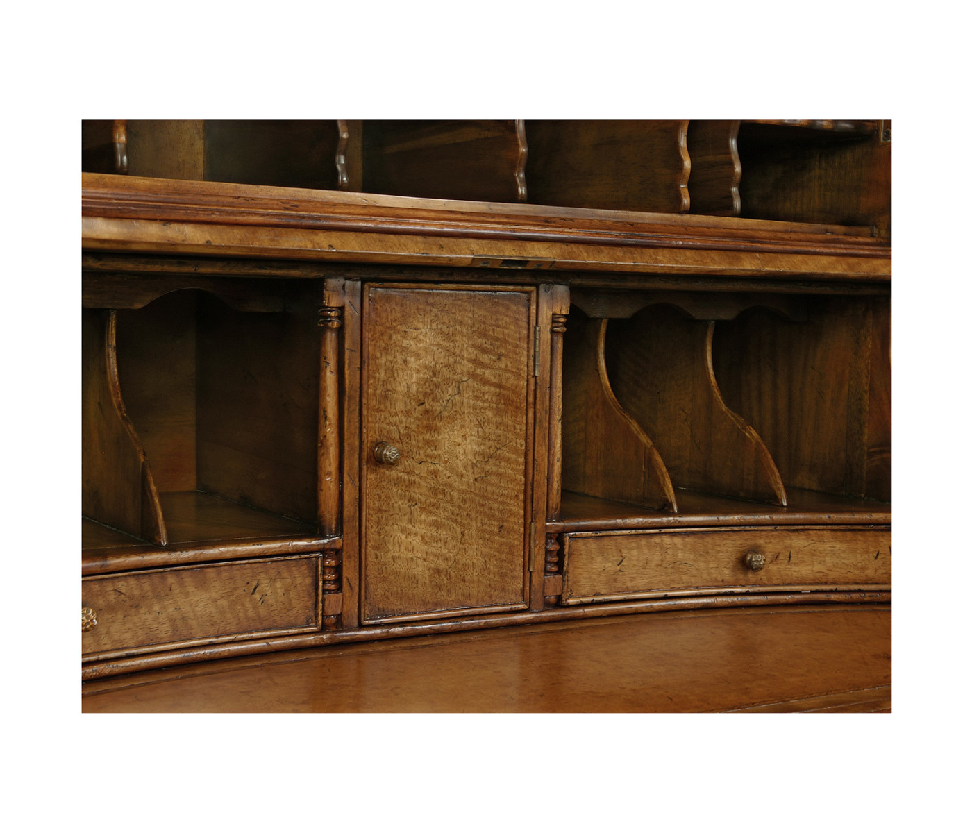 Queen Anne Light Walnut Bureau Cabinet with Panelled Doors