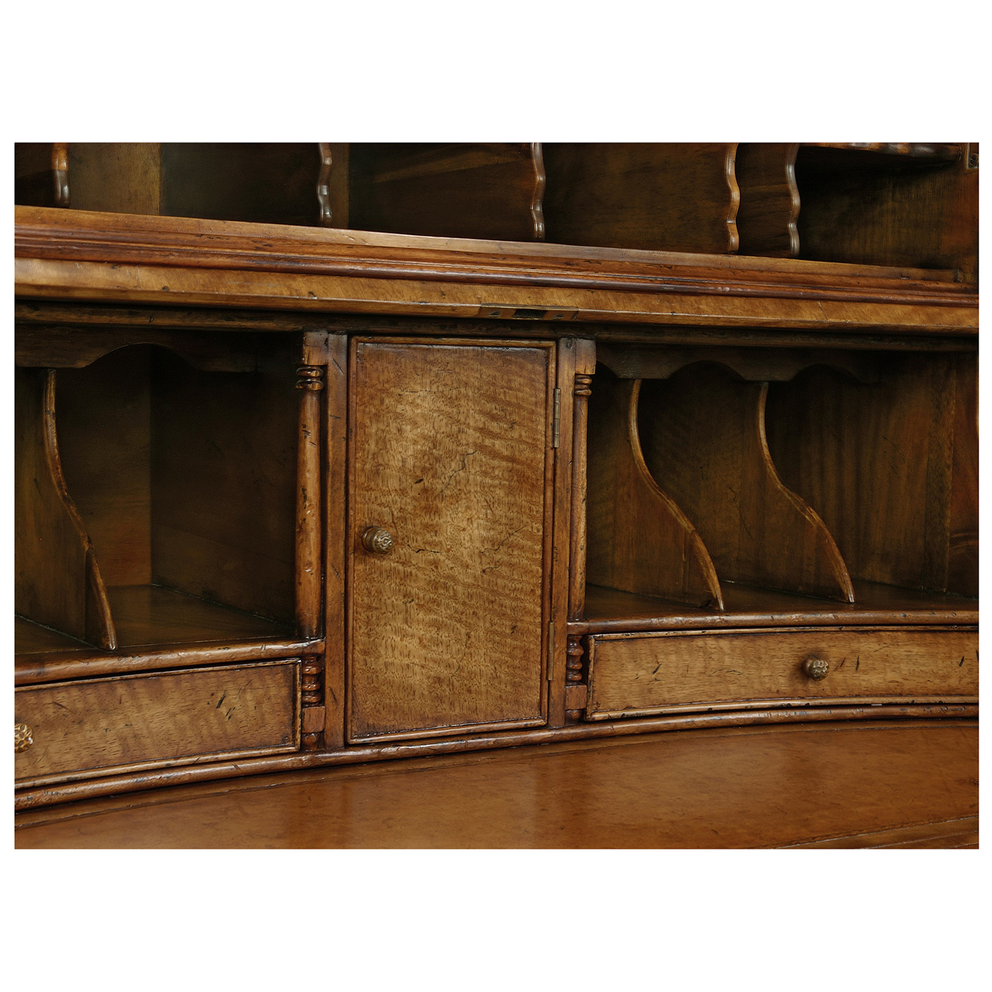 Queen Anne Light Walnut Bureau Cabinet with Panelled Doors