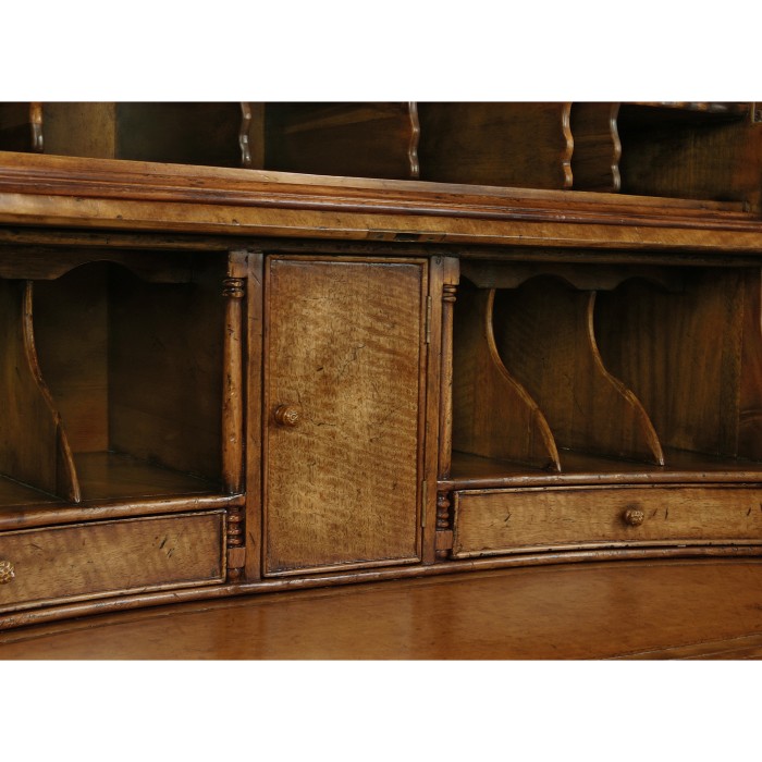 Queen Anne Light Walnut Bureau Cabinet with Panelled Doors