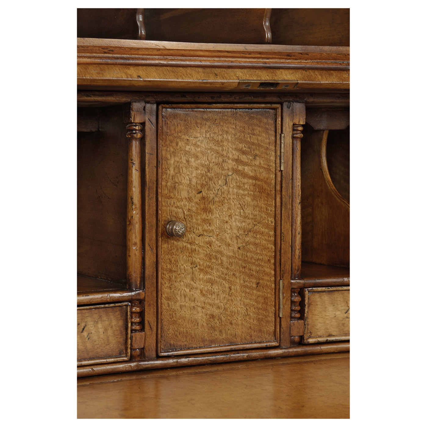 Queen Anne Light Walnut Bureau Cabinet with Panelled Doors