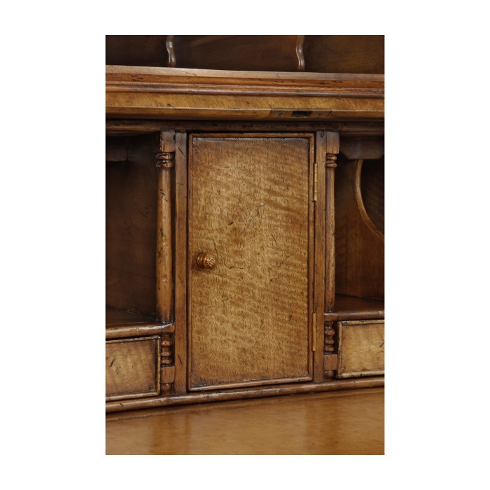 Queen Anne Light Walnut Bureau Cabinet with Panelled Doors