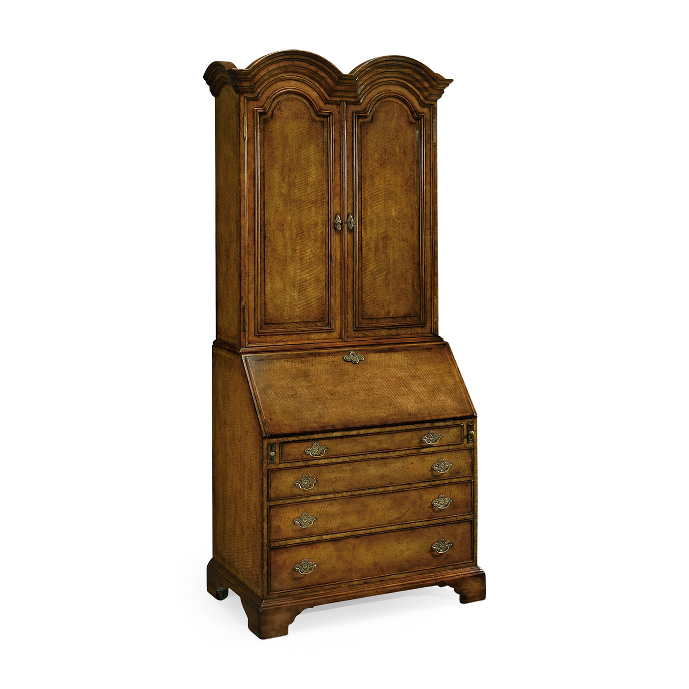 Queen Anne Light Walnut Bureau Cabinet with Panelled Doors