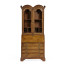 Queen Anne Light Walnut Bureau Cabinet with Glass Doors