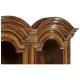 Queen Anne Light Walnut Bureau Cabinet with Glass Doors