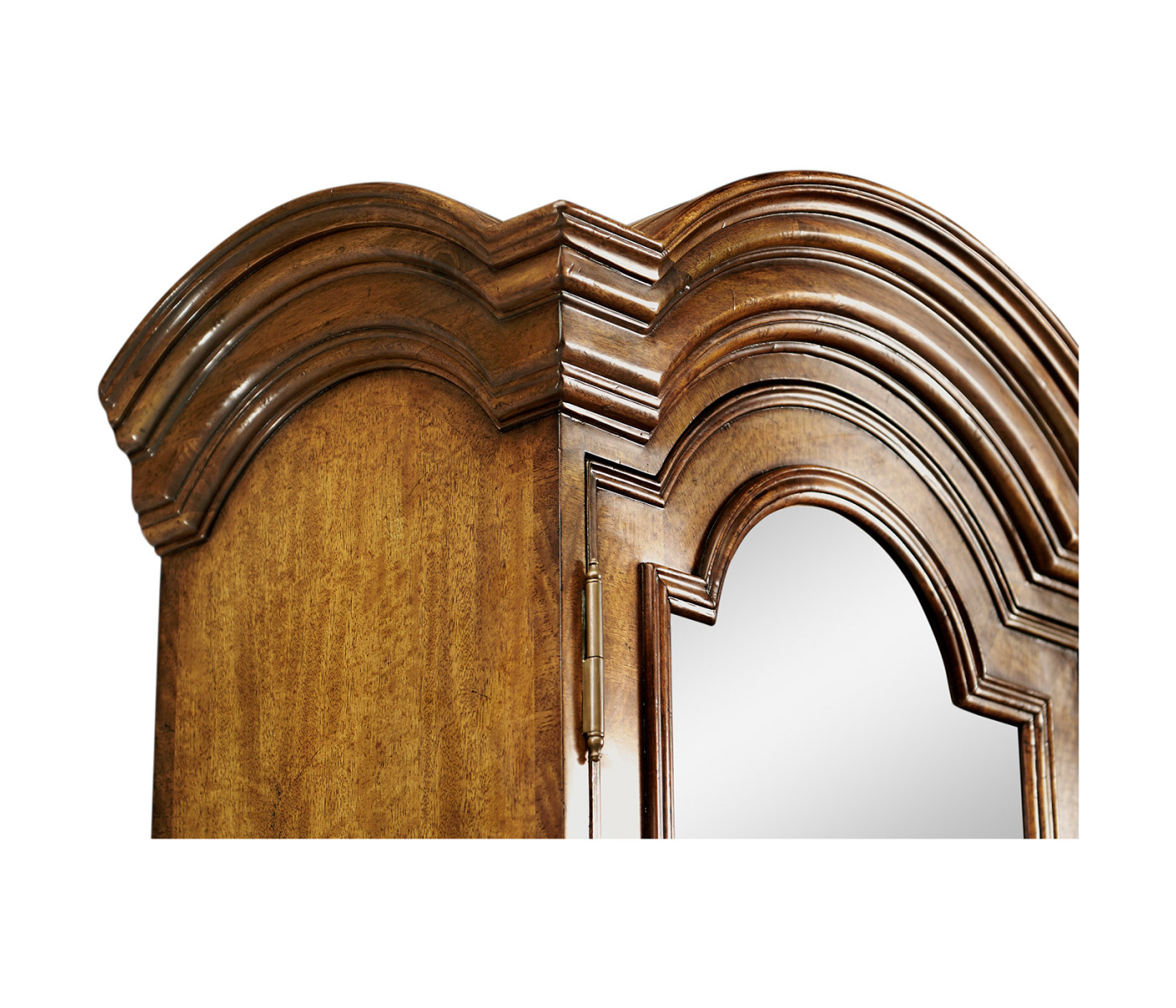 Queen Anne Light Walnut Bureau Cabinet with Glass Doors