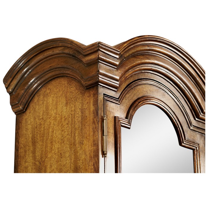 Queen Anne Light Walnut Bureau Cabinet with Glass Doors