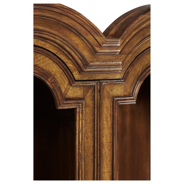 Queen Anne Light Walnut Bureau Cabinet with Glass Doors