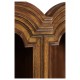 Queen Anne Light Walnut Bureau Cabinet with Glass Doors