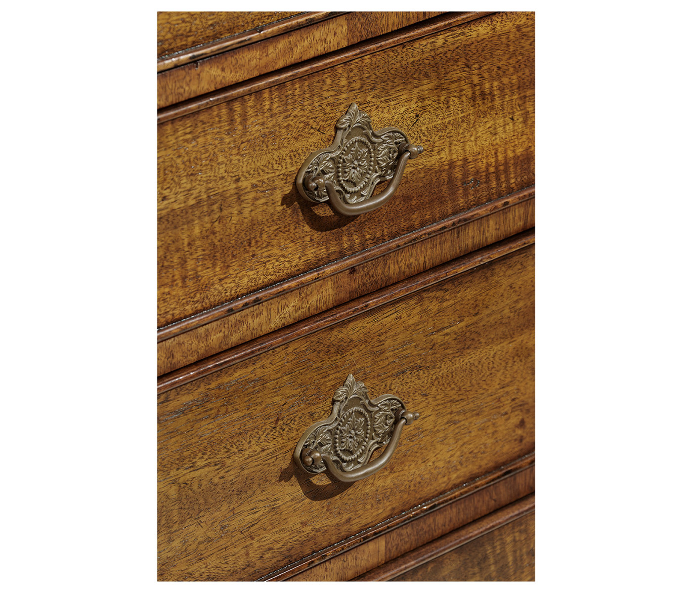 Queen Anne Light Walnut Bureau Cabinet with Glass Doors