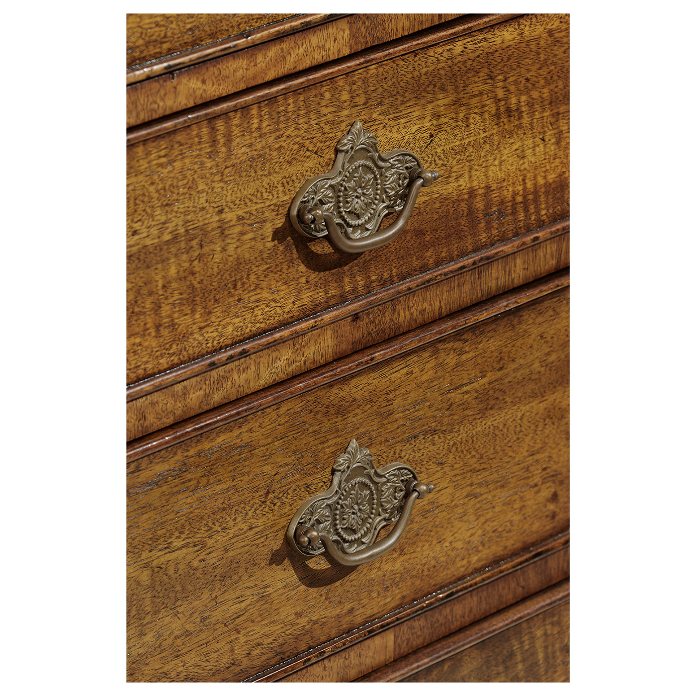 Queen Anne Light Walnut Bureau Cabinet with Glass Doors