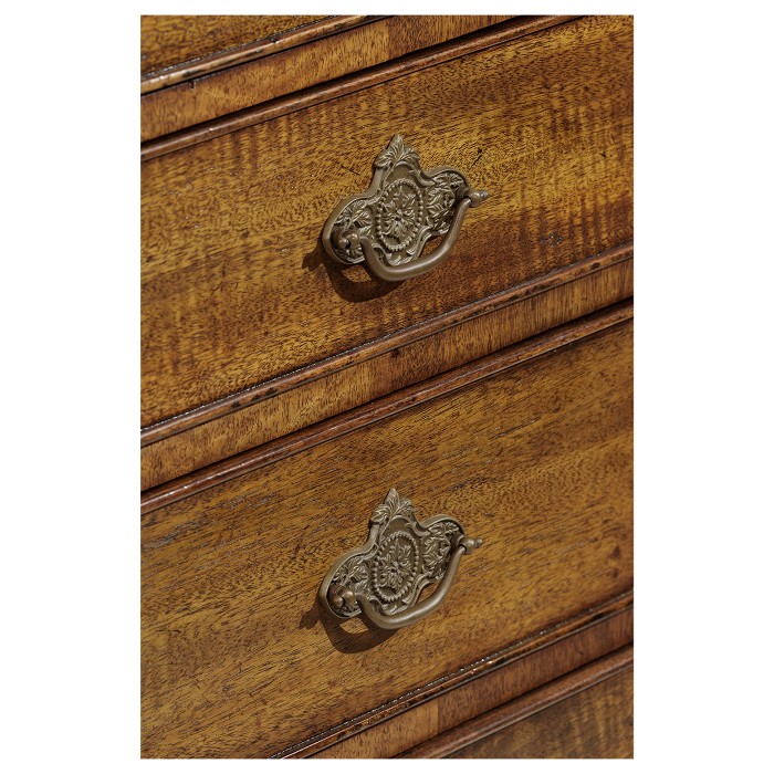 Queen Anne Light Walnut Bureau Cabinet with Glass Doors