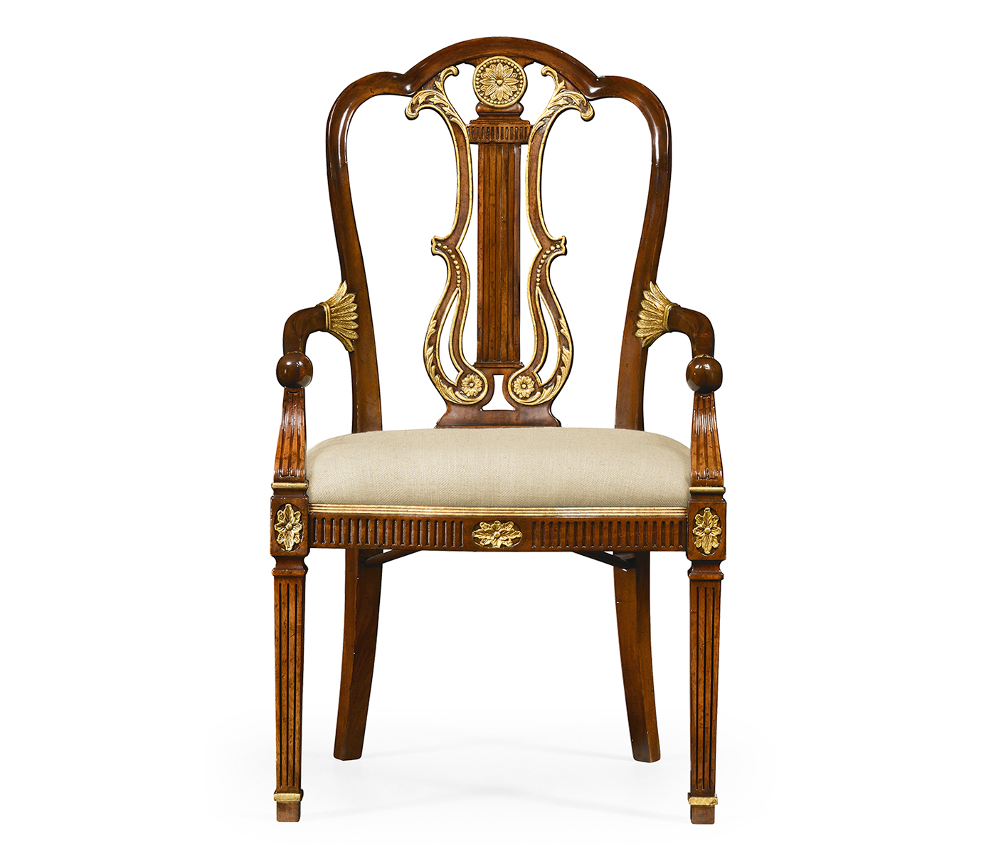 Buckingham Gilded Lyre Back Arm Chair
