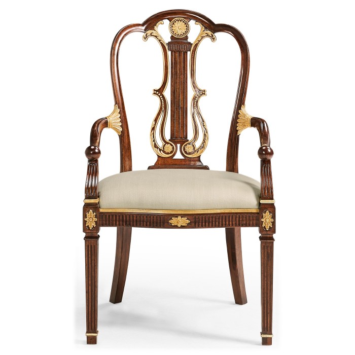 Buckingham Gilded Lyre Back Arm Chair