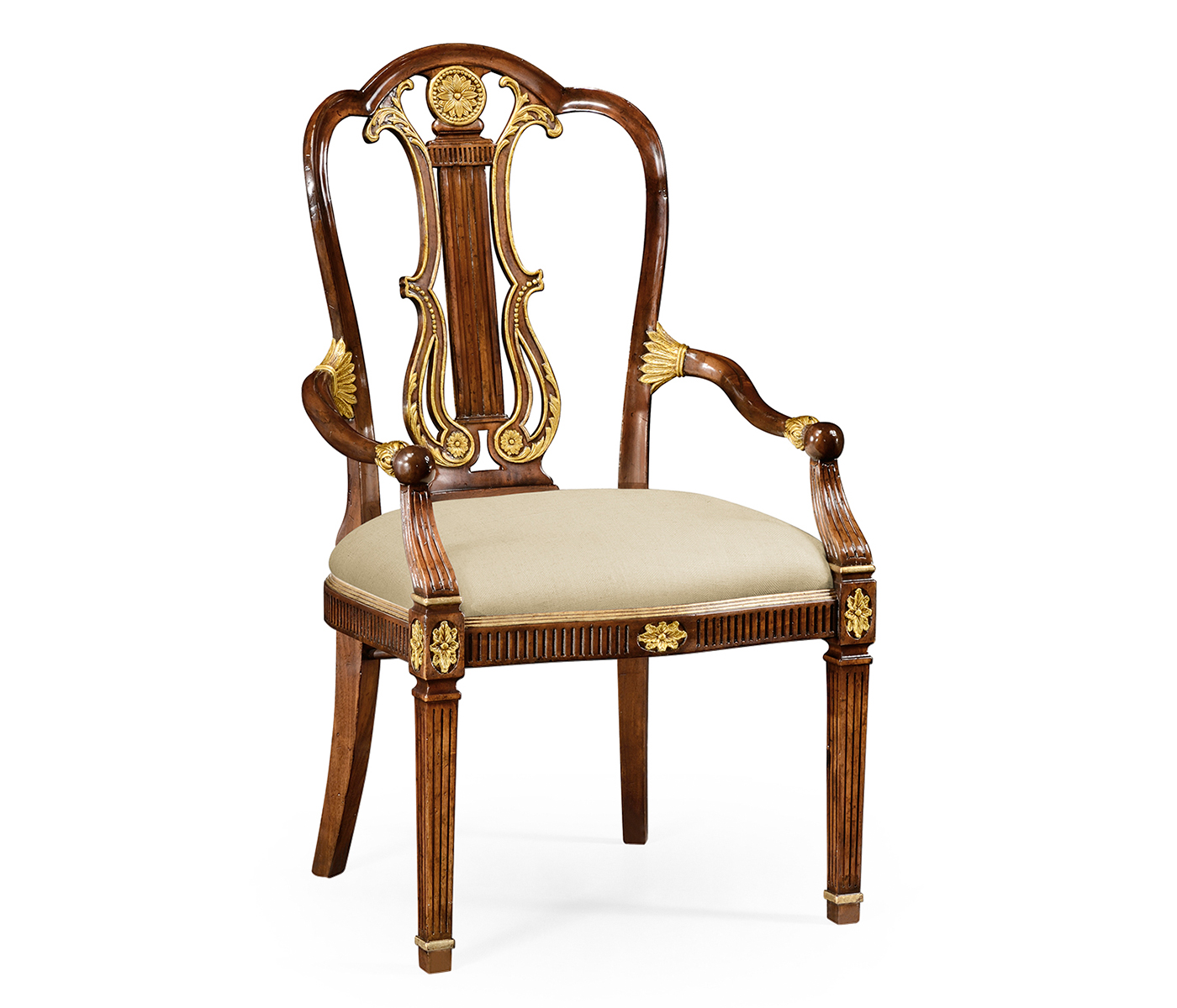 Buckingham Gilded Lyre Back Arm Chair