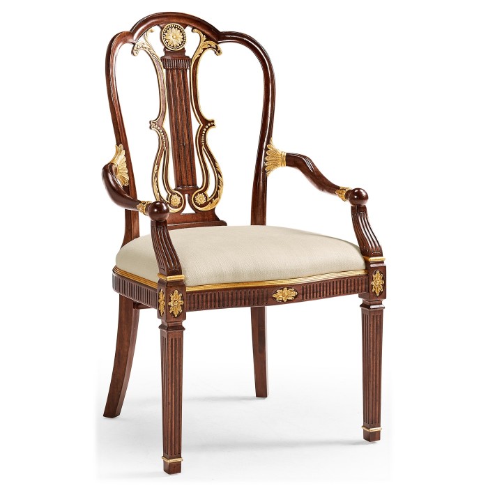 Buckingham Gilded Lyre Back Arm Chair