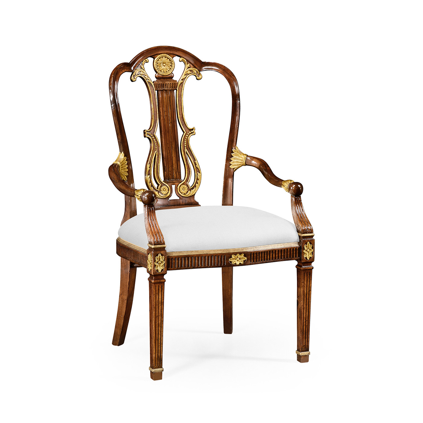 Buckingham Gilded Lyre Back Arm Chair