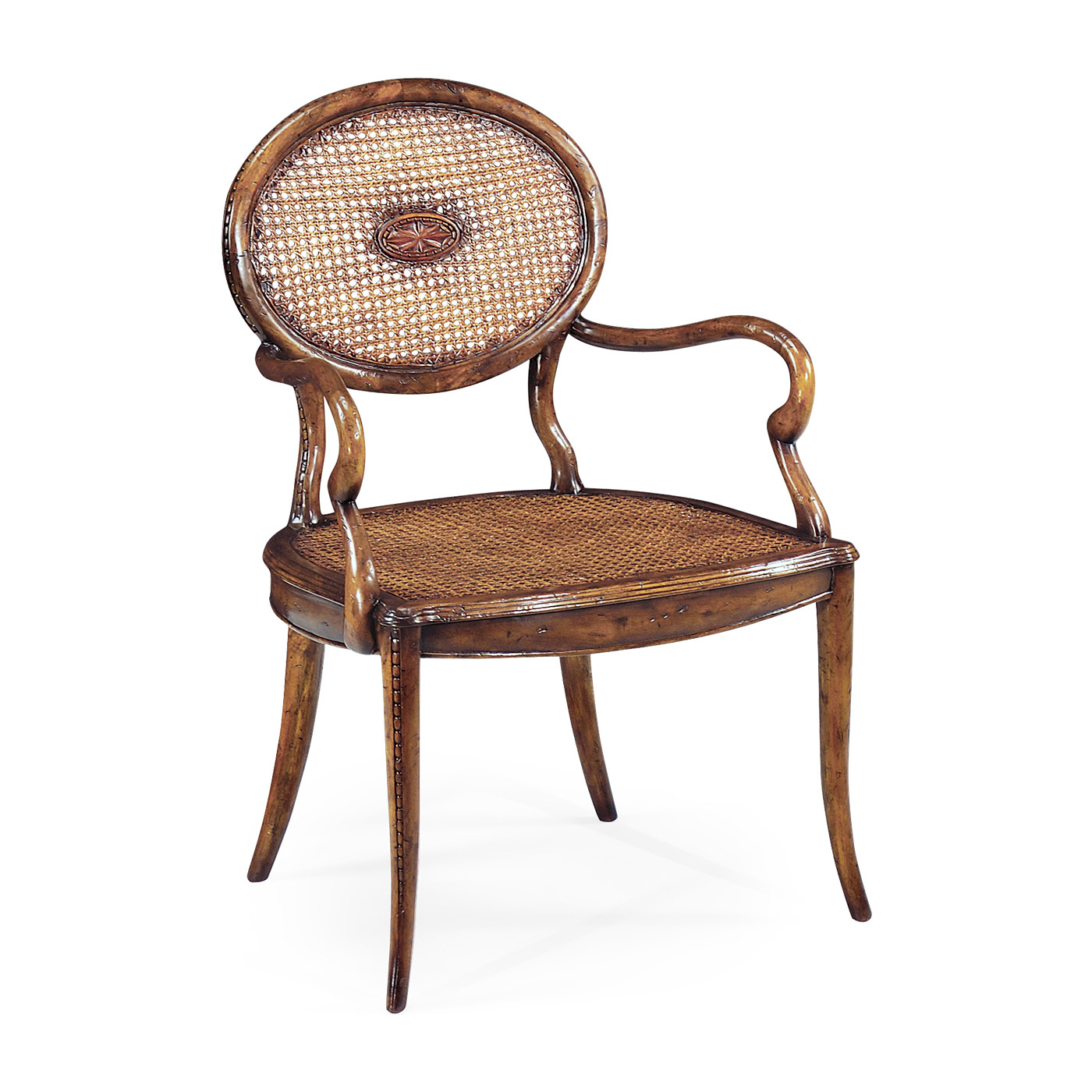 French Caned Chair with Oval Back (Arm)