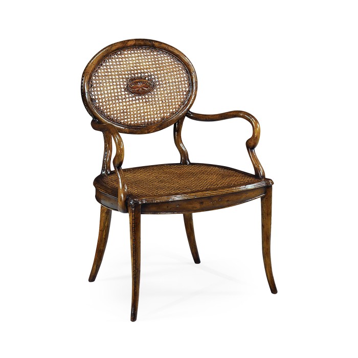 French Caned Chair with Oval Back (Arm)