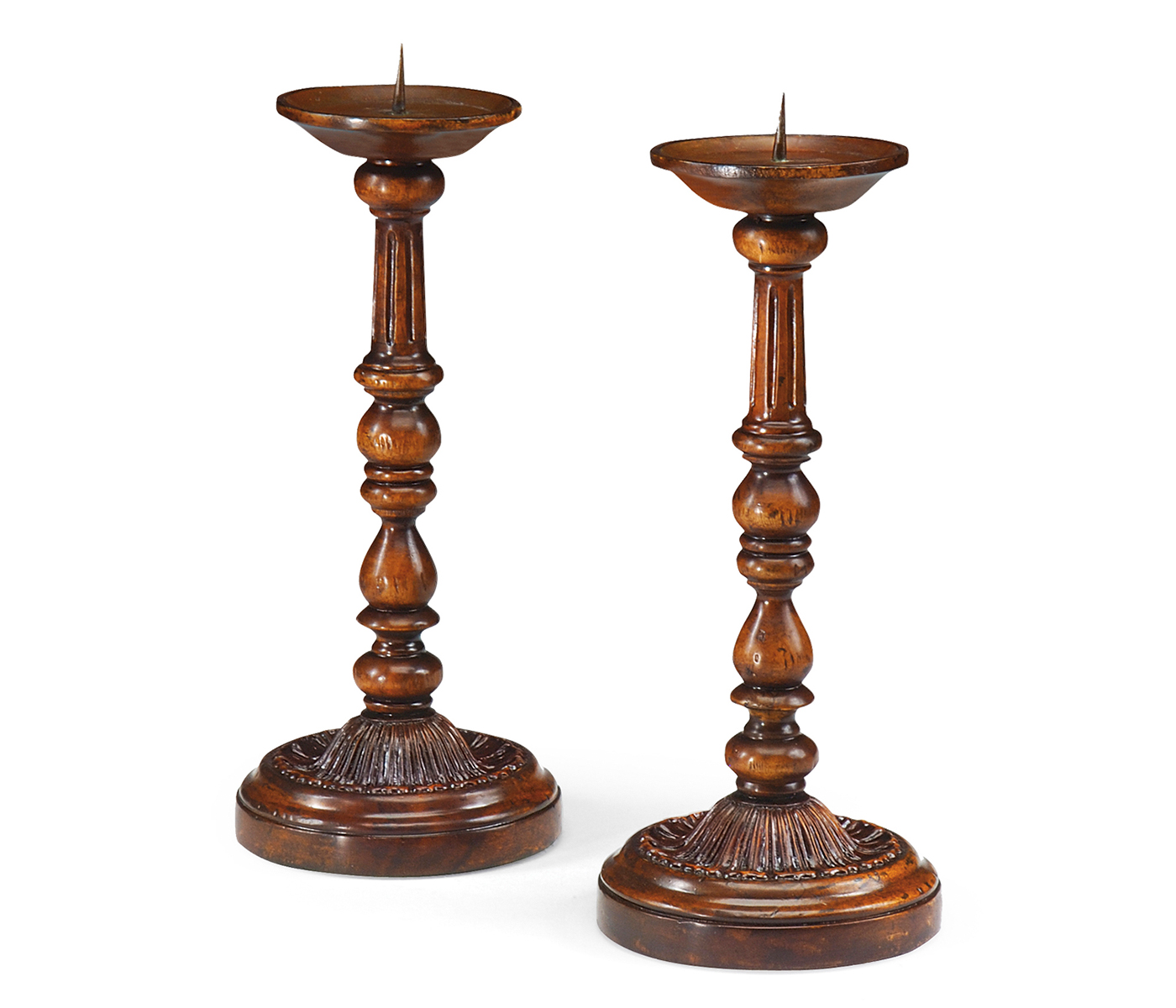 Pair of Carved Mahogany Candlesticks