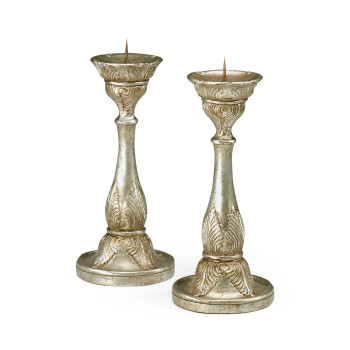 Pair of Walnut & Silver-Gilt Neo-Classical Candlesticks