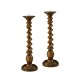 Pair of Twisted Light Walnut Candlesticks