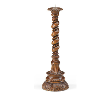 Pair of Twisted Column Candlesticks with Heavily Carved Bases
