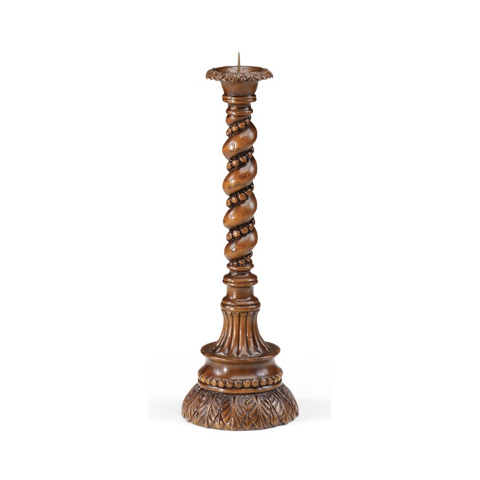 Pair of Twisted Column Candlesticks with Heavily Carved Bases