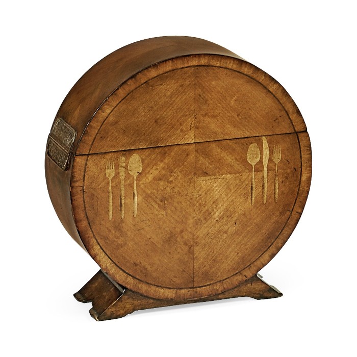 Circular Satinwood & Cutlery Inlay Placemat Box