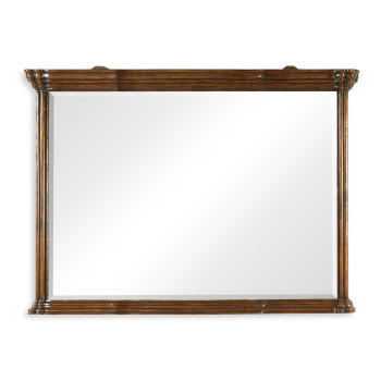 Walnut overmantle mirror with heavy mouldings