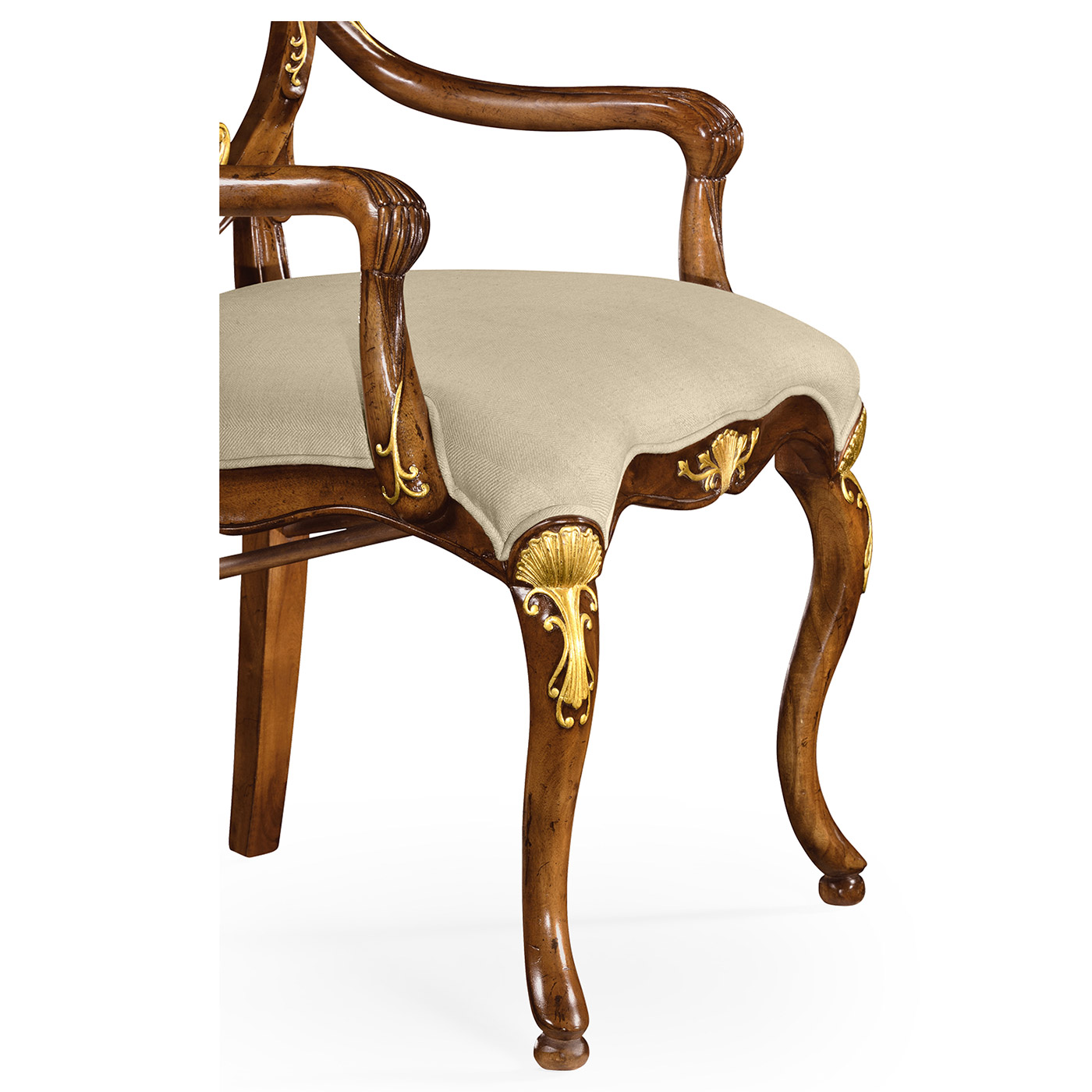 Sheraton Style Walnut & Gilded Oval Back Arm Chair