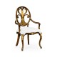 Sheraton Style Walnut & Gilded Oval Back Arm Chair