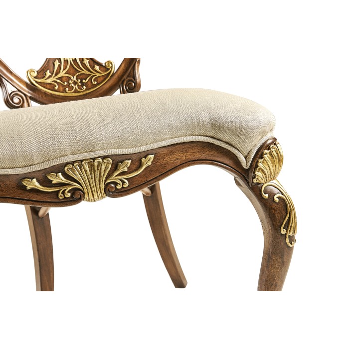 Sheraton Style Walnut & Gilded Oval Back Side Chair