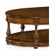 Large oval walnut coffee table