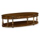 Large oval walnut coffee table