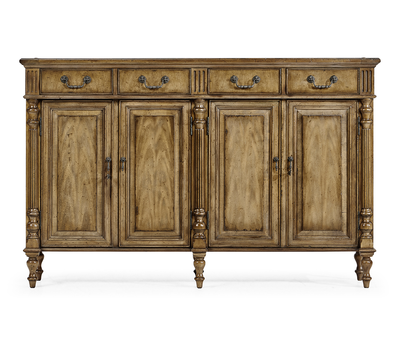 Casual Double Narrow Medium Driftwood Cabinet with Twin Cupboards