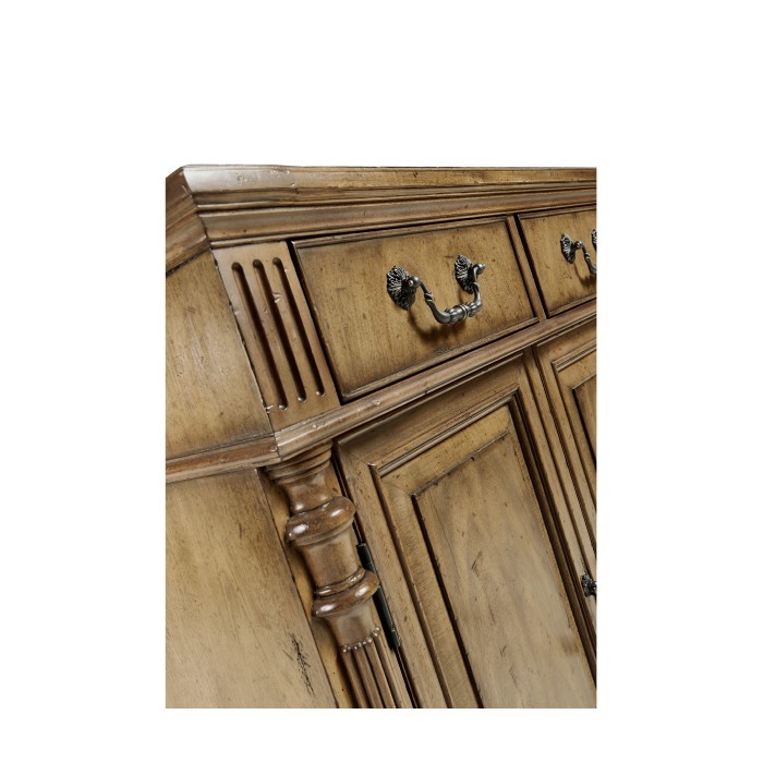 Casual Double Narrow Medium Driftwood Cabinet with Twin Cupboards